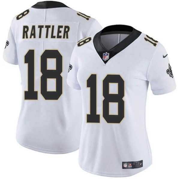 Womens New Orleans Saints #18 Spencer Rattler White Vapor Stitched Game Jersey Dzhi